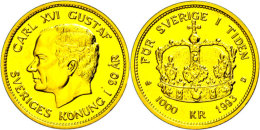 1000 Kronen, Gold, 1993, 20 Jahre Thronbesteigung, Ca. 5,22g Fein, KM 883, Im Blister, St.  St1000 Coronas,... - Schweden