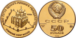 50 Rubel, Gold, 1989, Kathedrale Maria Himmelfahrt Im Kreml Zu Moskau, 900er Gold, 8,64 G, Fb. 199, KM 225, In... - Russia