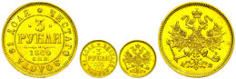 3 Rubel (3,90g), Gold, 1880, Alexander II., St. Petersburg, Bitkin 43(R), Wz. Rf., Vz.  Vz3 Rouble (3, 90g),... - Russia