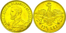 12 1/2 Lei, Gold, 1906, Karl I., 40Jähriges Regierungsjubiläum, Fb. 8, Vz.  Vz12 + Lei, Gold, 1906,... - Romania