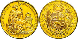 100 Soles, Gold, 1964, 42,07g Fein,  Fb. 78, F. St.  100 Soles, Gold, 1964, 42, 07g Fine, Fb. 78, F. St. - Peru