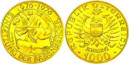 1000 Sch., 1976, Gold, Babenberger, Unz  Unz1000 Sch., 1976, Gold, Babenberger, Unz  Unz - Oesterreich