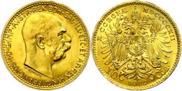 10 Kronen, 1912, Gold, Franz Joseph I., Neuprägung, Unz.  Unz10 Coronas, 1912, Gold, Francis Joseph I.,... - Austria