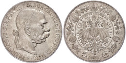 5 Kronen, 1900, Franz Joseph I., J. 377, Kl. Rf., Vz.  Vz5 Coronas, 1900, Francis Joseph I., J. 377, Small Edge... - Austria