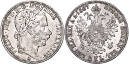 Doppelgulden, 1867, Franz Josef I., J. 336a, Randfehler, Ss.  SsDouble Guilder, 1867, Francis Joseph I., J.... - Oesterreich