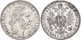 Gulden, 1866, Franz Josef I., A, J. 335, Wz. Rf., Ss-vz.  Ss-vzGuilder, 1866, Francis Joseph I., A, J. 335,... - Oesterreich