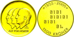 1500 Kroner, 2005, Elektronik, KM 477, Schön 132, Im Holzetui Mit Kapsel Und Zertifikat, 15,55g Fein, PP. ... - Norwegen