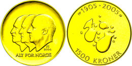1500 Kroner, Gold, 2004, Erdölförderung, KM 475, Schön 130, Im Holzetui Mit Kapsel Und Zertifikat,... - Norwegen