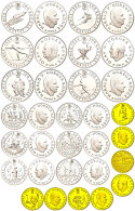 1991/1993, Set Zu 6 X 50 (Silber) Bzw. 6 X 100 (Silber) Und 4 X 1500 Kronen (1/2 Unze Gold), Olympische... - Norwegen