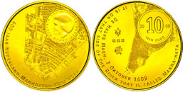 10 Euro, Gold, 2009, Ankunft Von Henry Hudson In Manhattan, KM 283, Schön 168, Im Holzetui Mit OVP Und... - Sonstige & Ohne Zuordnung