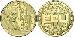 200 ECU, Gold, 1991, "Erasmus", 750er Gold, 6,72 G, In Kapsel, In Schatulle Mit Zertifikat, PP.  PP200 European... - Other & Unclassified