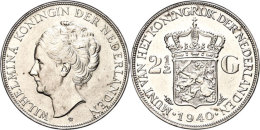 2 1/2 Gulden, 1940, Wilhelmina, Schulman 792, Kl. Rf., Vz+.  2 + Guilder, 1940, Wilhelmina, Schulman 792, Small... - Sonstige & Ohne Zuordnung