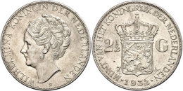 2 1/2 Gulden, 1932, Wilhelmina, Grobes Haar, Schulman 787a, Ss.  Ss2 + Guilder, 1932, Wilhelmina, Coarse Hair,... - Other & Unclassified