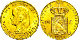 10 Gulden, 1897, Wilhelmina, Vz  Vz10 Guilder, 1897, Wilhelmina, Extremly Fine  Vz - Other & Unclassified