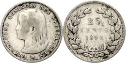 25 Cent, 1893, Wilhelmina, Schulman 848, S-ss.  S-ss25 Cent, 1893, Wilhelmina, Schulman 848, S Very Fine.  S-ss - Other & Unclassified