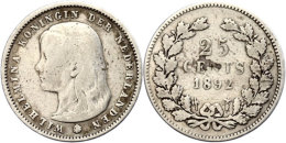 25 Cent, 1892, Wilhelmina, Schulman 847, S-ss.  S-ss25 Cent, 1892, Wilhelmina, Schulman 847, S Very Fine.  S-ss - Other & Unclassified