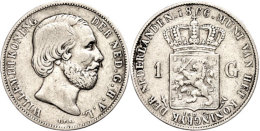 Gulden, 1866, Wilhelm III., Schulman 618, Kl. Rf., Ss.  SsGuilder, 1866, Wilhelm III., Schulman 618, Small Edge... - Sonstige & Ohne Zuordnung