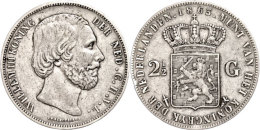 2 1/2 Gulden, 1863, Wilhelm III., Seltener Jahrgang, Schulman 589, Randfehler, Ss.  Ss2 + Guilder, 1863,... - Other & Unclassified