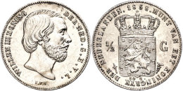 1/2 Gulden, 1858, Wilhelm III., Schulman 625, Avers Etwas Berieben, Vz.  Vz1 / 2 Guilder, 1858, Wilhelm III.,... - Sonstige & Ohne Zuordnung