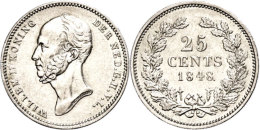 25 Cent, 1848, Wilhelm II., Schulman 532, F.vz.  25 Cent, 1848, Wilhelm II., Schulman 532, F. Extremley Fine - Other & Unclassified