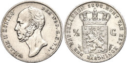 1/2 Gulden, 1848, Wilhelm II., Schulman 531, Etwas Berieben, Ss+.  1 / 2 Guilder, 1848, Wilhelm II., Schulman... - Other & Unclassified