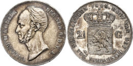 2 1/2 Gulden, 1846, Wilhelm II., Mzz. Schwert, Schulman 512b, Schöne Patina, Randfehler, Ss.  Ss2 +... - Sonstige & Ohne Zuordnung