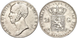 2 1/2 Gulden, 1844, Wilhelm II., Schulman 509, Kl. Rf., Ss.  Ss2 + Guilder, 1844, Wilhelm II., Schulman 509,... - Sonstige & Ohne Zuordnung