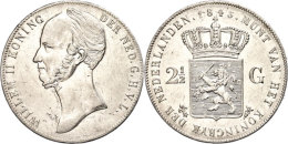 2 1/2 Gulden, 1843, Wilhelm II., Schulman 508, Kl. Rf., Kratzer, Berieben, Ss.  Ss2 + Guilder, 1843, Wilhelm... - Other & Unclassified