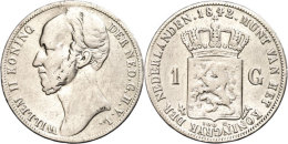 Gulden, 1842, Wilhelm II., Schulman 519, Gereinigt, Berieben, Kl. Rf., S-ss.  S-ssGuilder, 1842, Wilhelm II.,... - Other & Unclassified