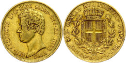 Sardinien, 20 Lire, Gold, 1842, Karl Albert, Turin, Fb. 1142, Ss.  SsSardinia, 20 Liras, Gold, 1842, Karl Fools... - Other & Unclassified