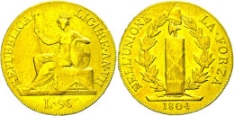 Ligurische Republik, 96 Lire, Gold, 1804, Liguria Sitzend, Fb 448, KM 270, Ss  SsLigurische Republic, 96 Liras,... - Sonstige & Ohne Zuordnung
