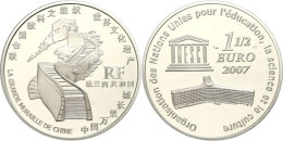 1,5 Euro, 2007, 60 Jahre UNESCO - Chinesische Mauer, Schön 919, Im Etui Mit OVP Und Zertifikat, Auflage Nur... - Sonstige & Ohne Zuordnung