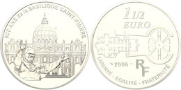 1,5 Euro, 2006, 500 Jahre Basilica Di San Pietro In Vaticano, KM 1455, Schön 845, Im Etui Mit OVP Und... - Other & Unclassified