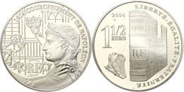 1,5 Euro, 2004, Kaiserkrönung Von Napoleon I., KM 1844, Schön 768, Im Etui Mit OVP Und Zertifikat,... - Sonstige & Ohne Zuordnung