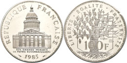 100 Francs, 1985, Piédfort, Panthéon, Verschweißt, Mit Zertifikat In Schatulle, St.  St100... - Other & Unclassified