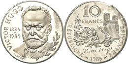 10 Francs, 1985, Piédfort, Hugo, Verschweißt, Mit Zertifikat In Schatulle (beschädigt), St. ... - Other & Unclassified
