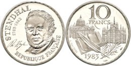 10 Francs, 1983, Piédfort, Stendhal, Verschweißt, Mit Zertifikat In Schatulle, St.  St10 Franc,... - Sonstige & Ohne Zuordnung