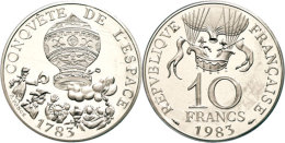 10 Francs, 1983, Piédfort, Conquete De L'Espace, Verschweißt, Mit Zertifikat In Schatulle, PP. ... - Other & Unclassified