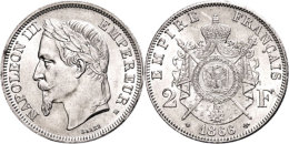 2 Francs, 1866, Napoleon III., BB (Straßburg), F. Vz.  2 Franc, 1866, Napoleon III., BB (Strasbourg), F.... - Other & Unclassified