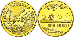 100 Euro, Gold, 2002, Lappland, Fb. 15, Mit Zertifikat In Ausgabeschatulle, PP.  PP100 Euro, Gold, 2002,... - Finland