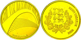 100 Krooni, Gold, 2009, XXV. Estnisches Sängerfest 2009 In Tallin (Reval), KM 52, Schön 52, Im Etui Mit... - Estland