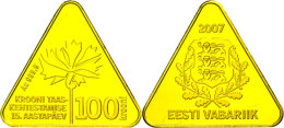 100 Krooni, Gold, 2007, 15. Jahrestag Der Wiedereinführung Der Nationalen Währung, KM 45, Schön 44,... - Estonia