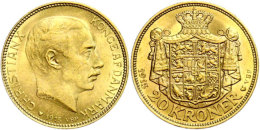 20 Kronen, Gold, 1915, Christian X., Kopenhagen, Fb. 299, Vz.  Vz20 Coronas, Gold, 1915, Christian X.,... - Dänemark