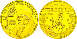 50 Euro, Gold, 2009, 500 Jahre Lob Der Torheit - Desiderius Erasmus, KM 286, Schön 268, Im Etui Mit Kapsel... - Other & Unclassified