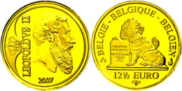 12,5 Euro, Gold, 2007, Leopold II. König Der Belgier, KM 265, Schön 239, In Kapsel Mit Zertifikat,... - Sonstige & Ohne Zuordnung