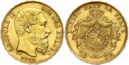 20 Francs, Gold, 1878, Leopold II., Fb. 412, Vz.  Vz20 Franc, Gold, 1878, Leopold II., Fb. 412, Extremley Fine ... - Other & Unclassified