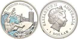 1 Dollar, 2007, Australien Entdecken - Gold Coast (Tampondruck), KM 945, Schön 1104, Im Etui Mit OVP Und... - Other & Unclassified