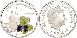 1 Dollar, 2007, Australien Entdecken - Adelaide (Tampondruck), KM 948, Schön 1107, Im Etui Mit OVP Und... - Other & Unclassified
