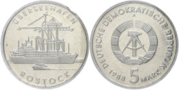 5 Mark, 1988, Zum 30jährigen Bestehen Des Überseehafens Rostock, J. 1619, In Kapsel Und Folie, PP.,... - Other & Unclassified