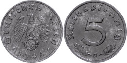5 Reichspfennig, 1944, G, Vz., Katalog: J. 370 Vz5 Reichs Penny, 1944, G, Extremley Fine, Catalogue: J. 370 Vz - Sonstige & Ohne Zuordnung